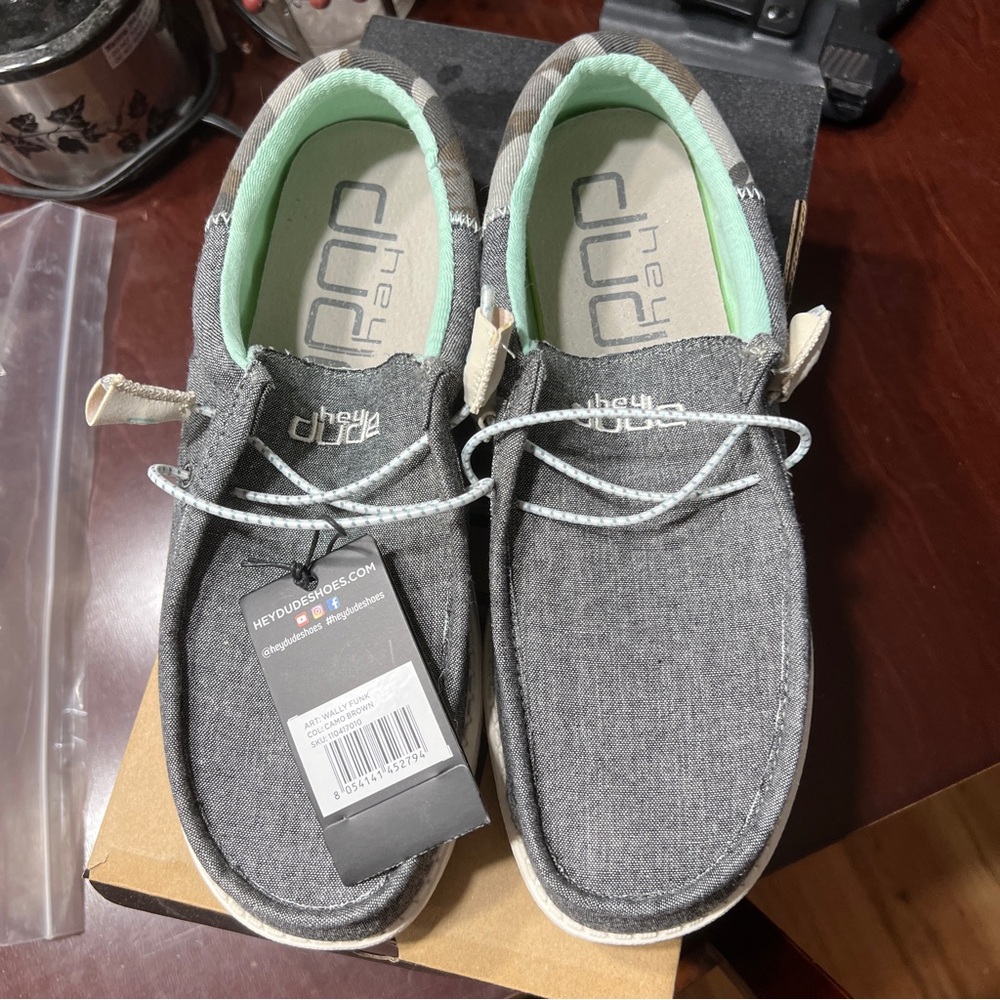 Men’s new with tags Hey dude’s, size 8, original box and never worn